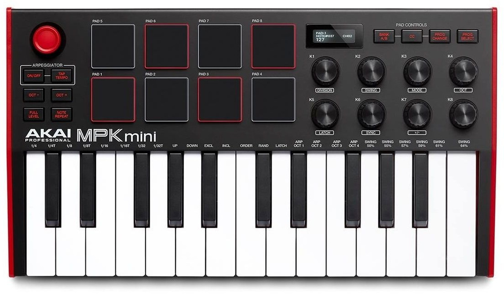 MIDI-клавиатура AKAI MPK Mini MKIII Black-Red #1