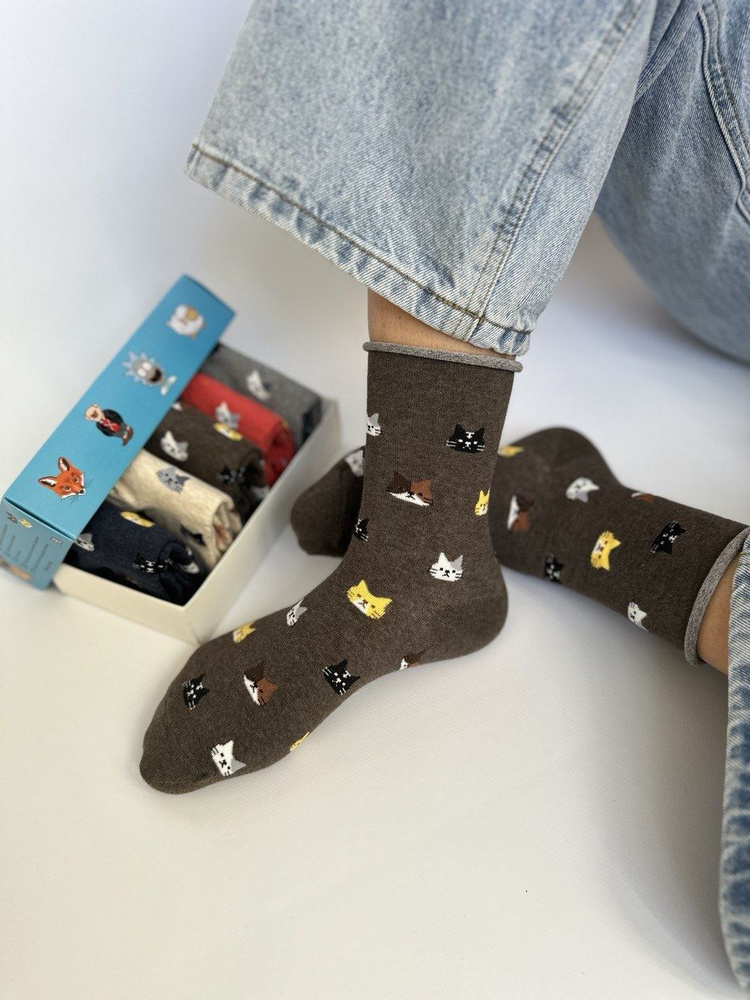 Комплект носков Homesocks Кошки, 5 пар #1