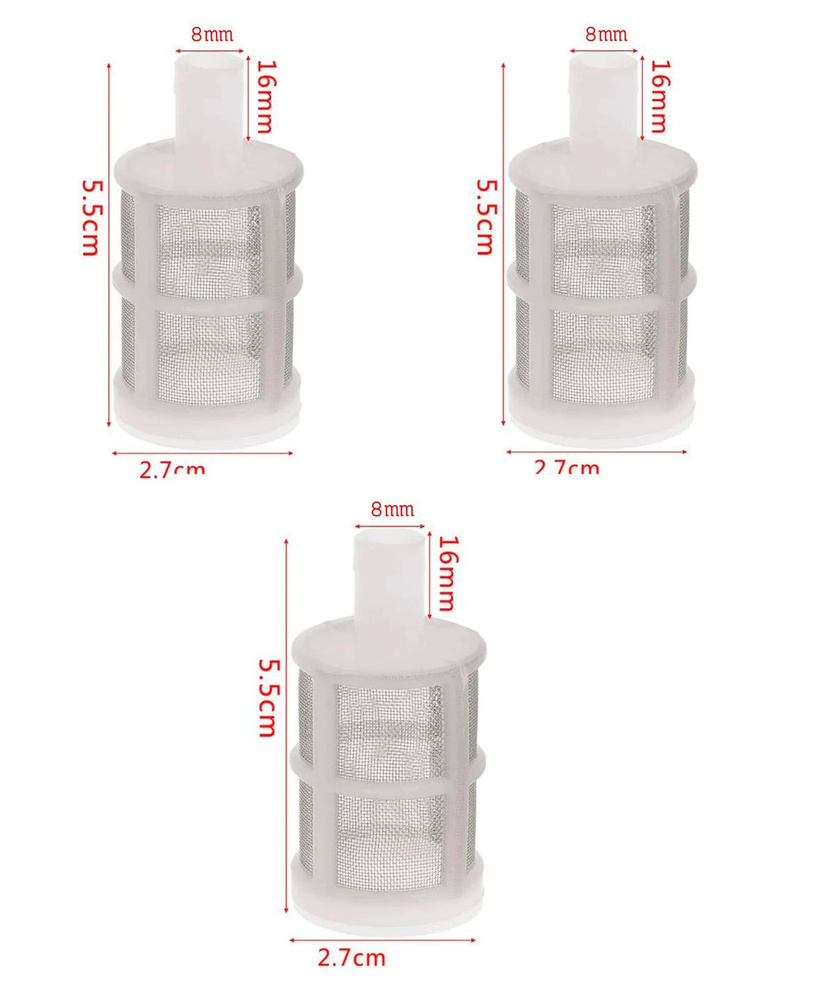 Насадка префильтр (3 шт.) 8 мм. (предварительный фильтр) сетка сталь, пластик под шланг, трубку с внутренним #1