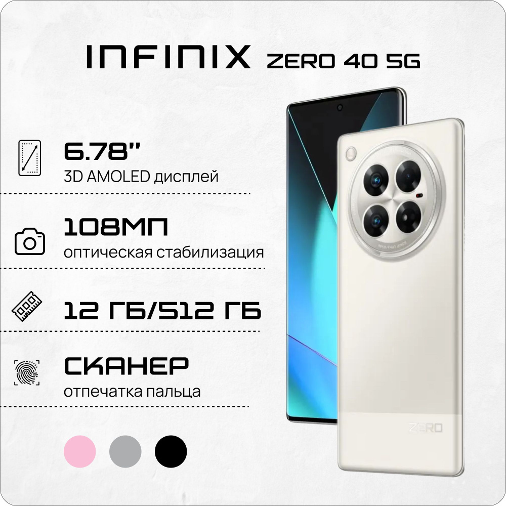 Infinix Смартфон ZERO 40 5G Ростест (EAC) 12/512 ГБ, серый #1