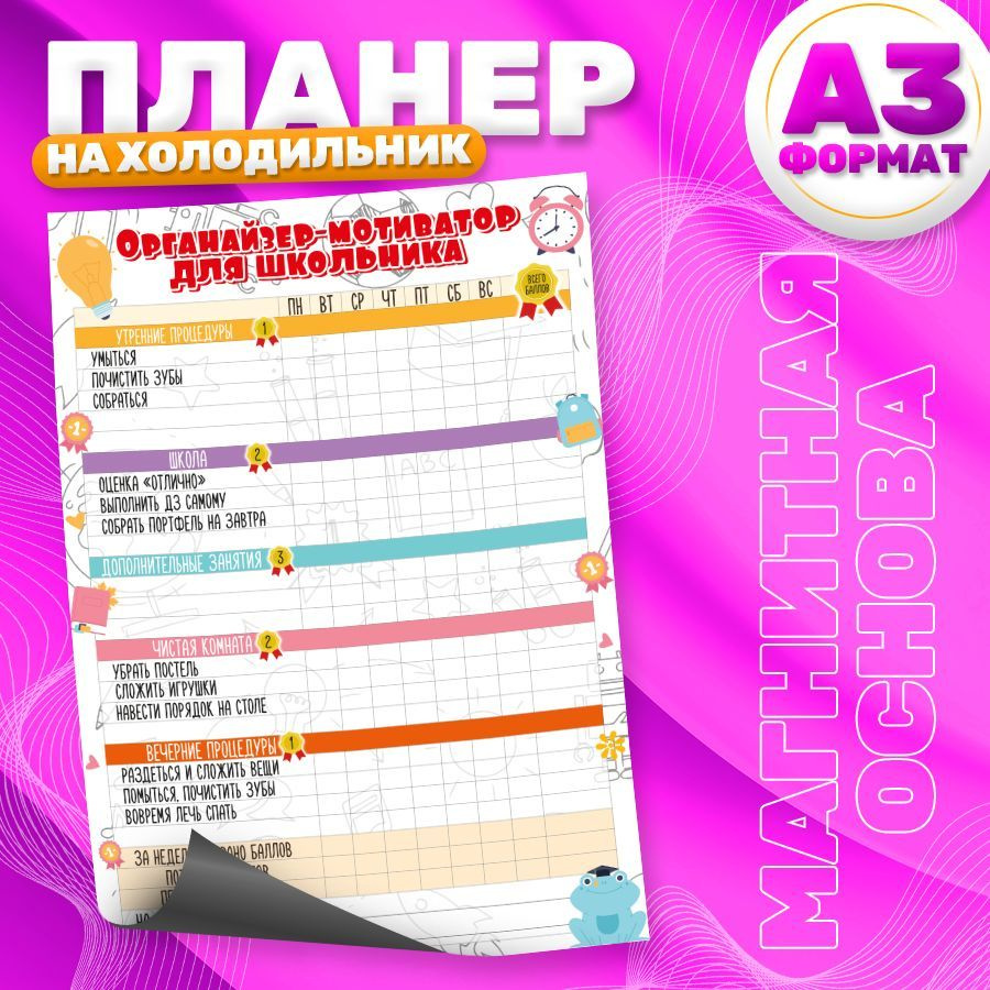 Магнитный планер, на холодильник, Лист успешности, А3 #1