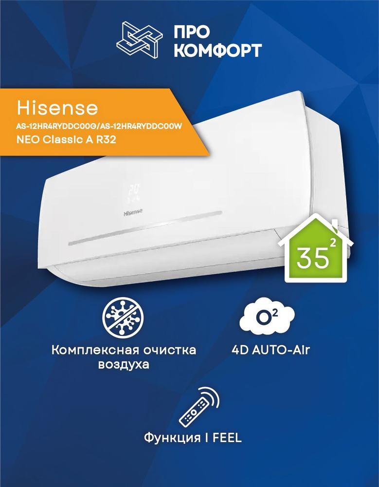 Сплит-система Hisense AS-12HR4RYDDC00G/AS-12HR4RYDDC00W NEO Classic A R32 #1