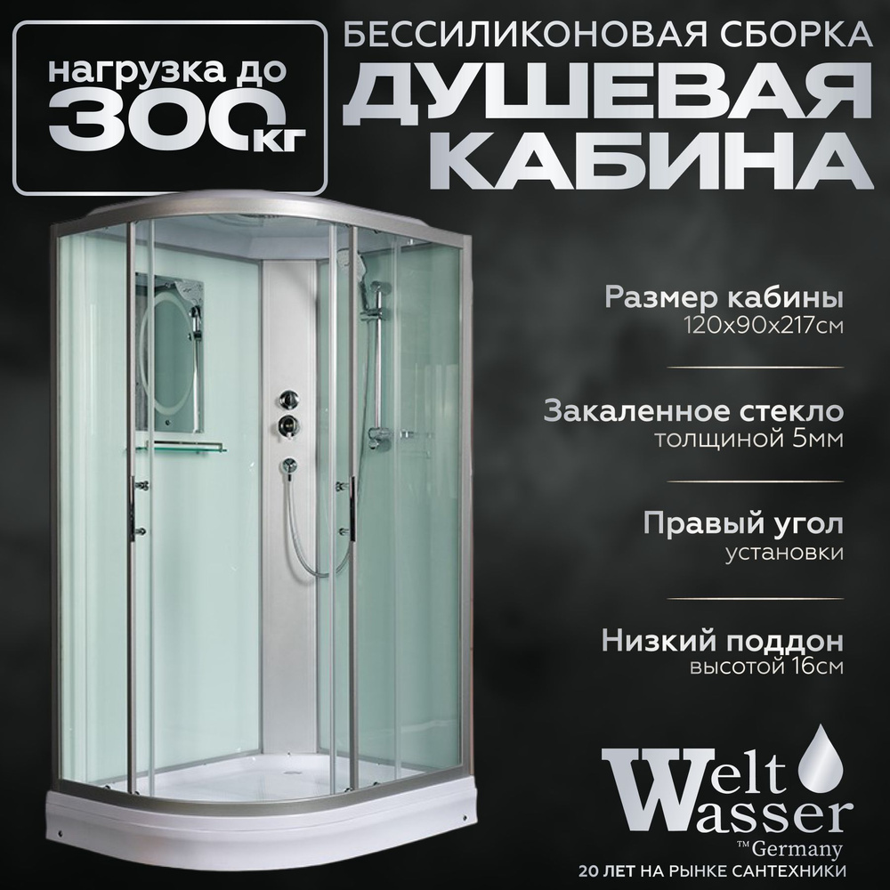 Душевая кабина WeltWasser WERRA 1202 R бессиликоновая сборка #1