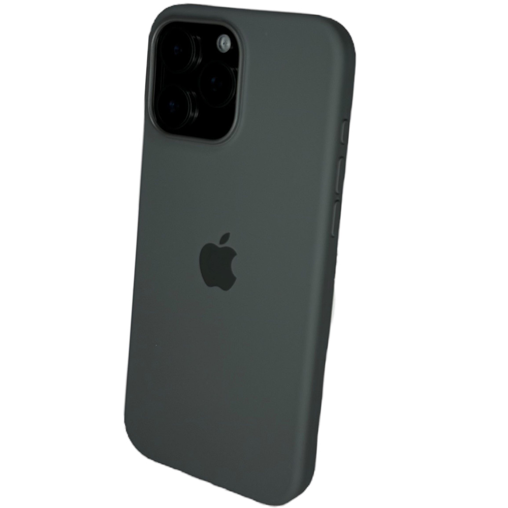 Silicone Case для Iphone 16 PRO, Оригинальный Силиконовый Чехол с MagSafe, с анимацией (NFС), цвет Серый #1