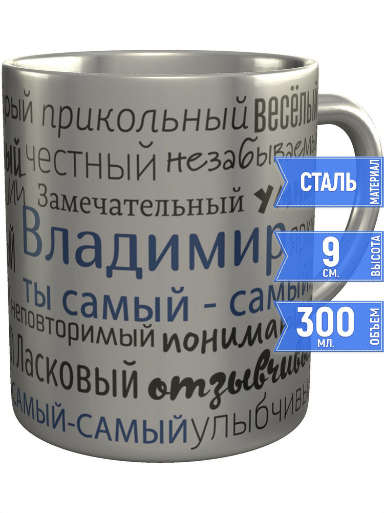 Кружка комплименты Владимир - металлическая #1