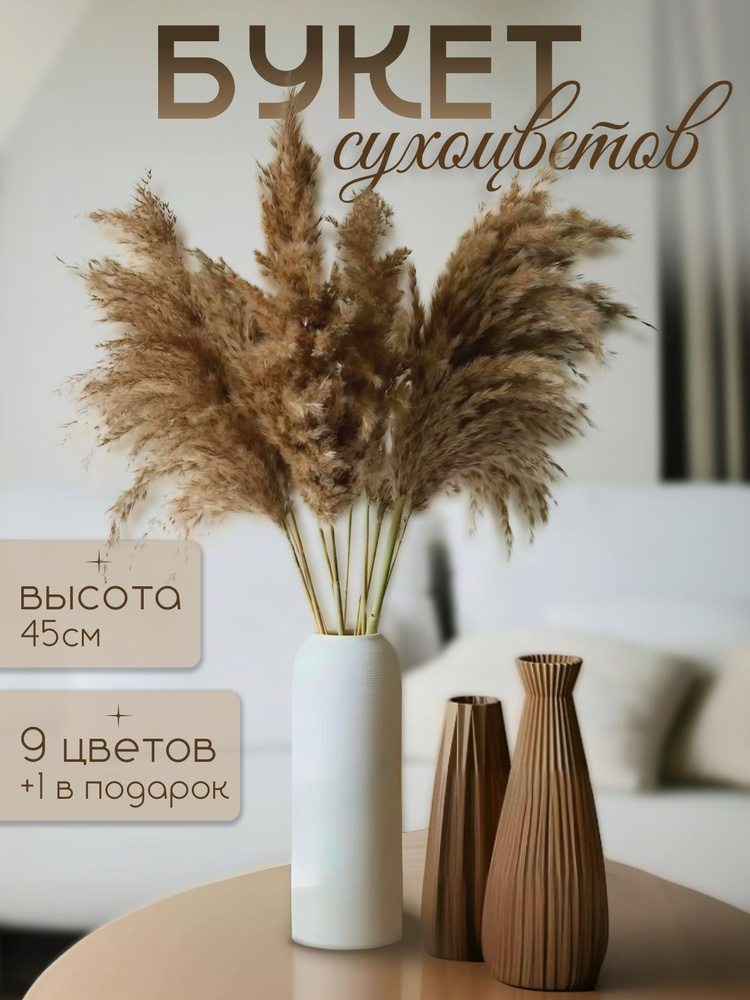 Сухоцветы для декора; Сухоцветы для вазы; Пампасная трава #1