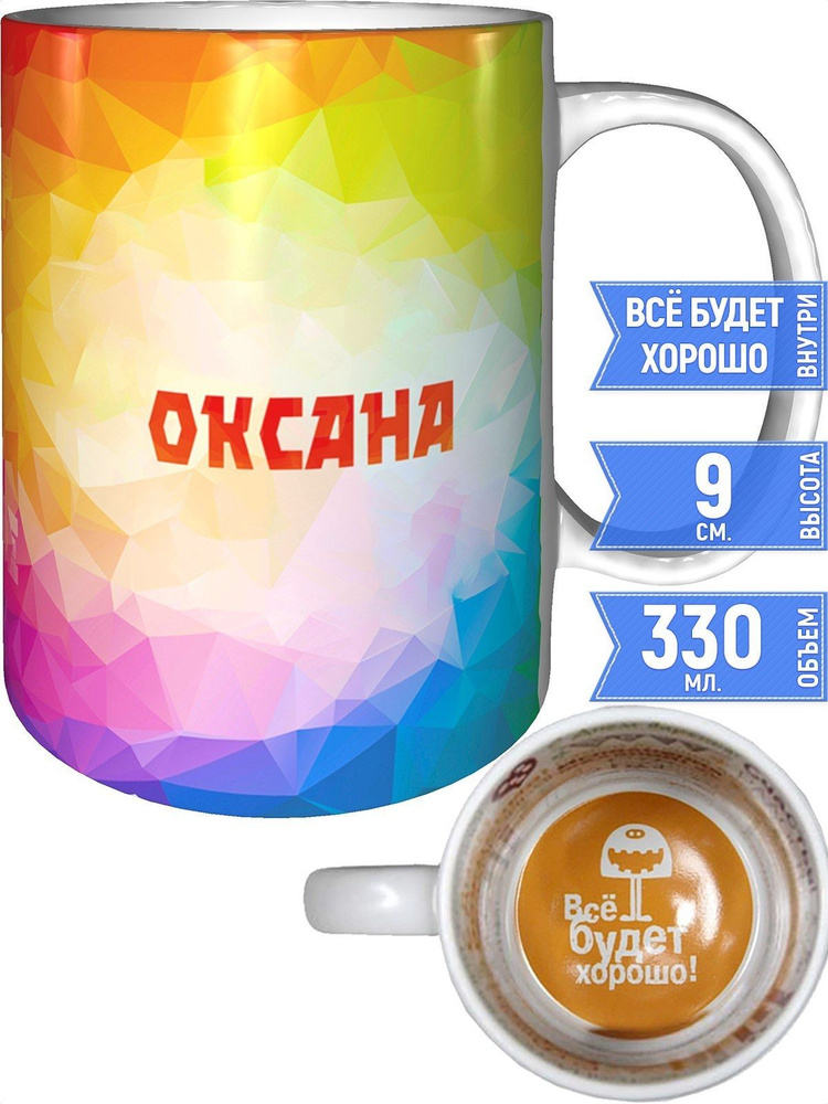 Кружка с именем Оксана - внутри всё будет хорошо #1