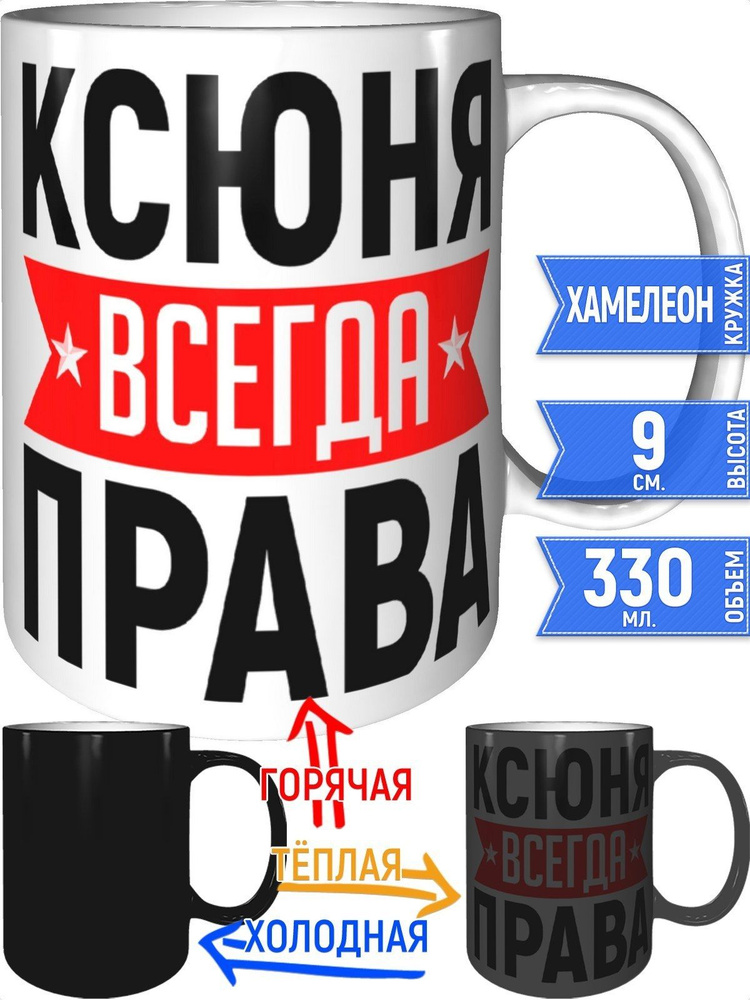 Кружка Ксюня всегда права - хамелеон #1