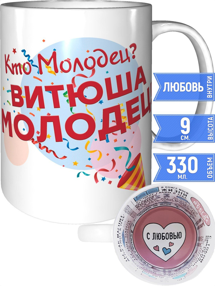 Кружка кто молодец? Витюша молодец! - с любовью внутри #1
