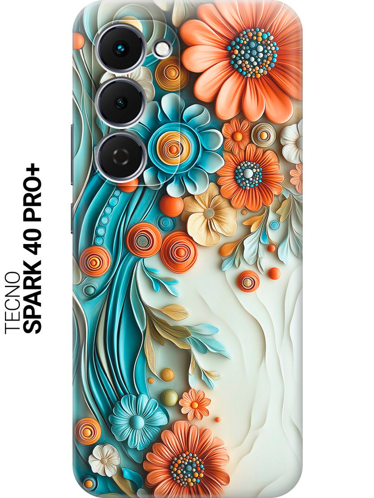 Силиконовый чехол на Tecno Spark 40 Pro+ с принтом Весеннее панно, trn #1