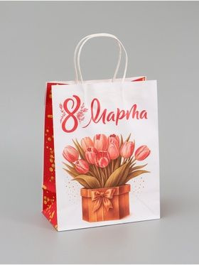 Пакет подарочный крафт, 21х11х27 см #1