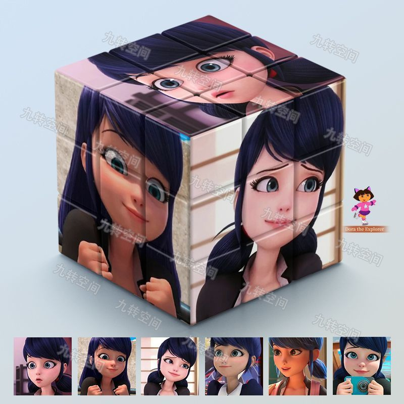 Кубик Рубик 3x3 Miraculous Ladybug, с Леди Баг и Кот Нуар, головоломка для детей и взрослых, антистресс #1