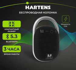 Беспроводная портативная блютуз колонка / Акустическая система HARTENS HSP-010B с Bluetooth, 5Вт, 500мА*ч, microSD,  черная