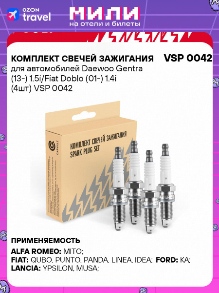 Свечи зажигания Daewoo Gentra (13-) 1.5i/Fiat Doblo (01-) 1.4i (кмпл. 4шт) ()