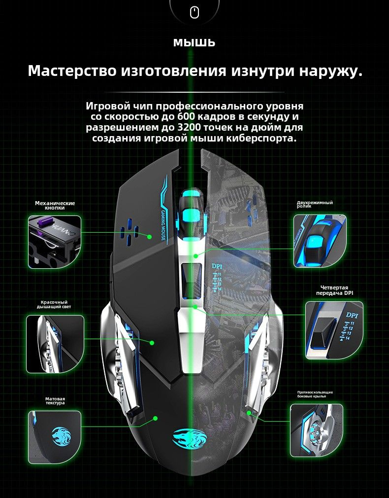 Проводная механическая клавиатура Tea Axis, мышь и гарнитура в ...