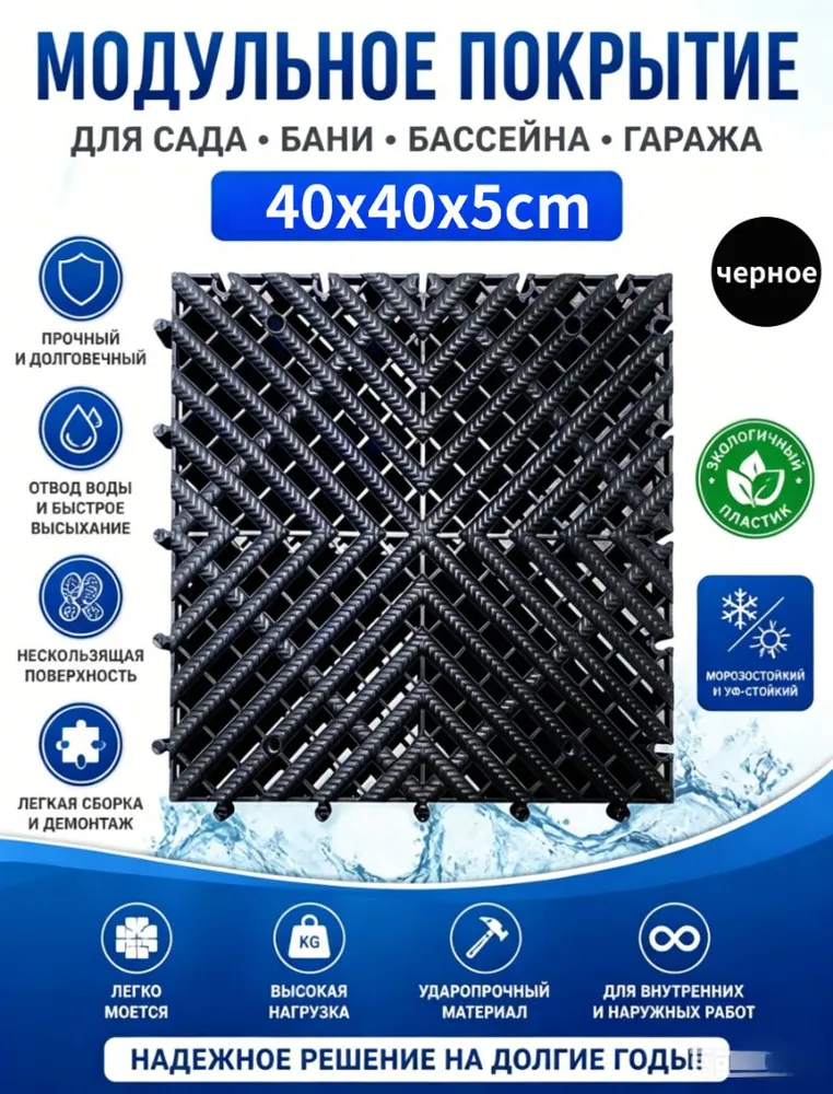 Пластиковые поддоны влагостойкие 40x40x5 см, напольные решетки для склада и подсобных помещений, моющиеся, 40x40x5 см