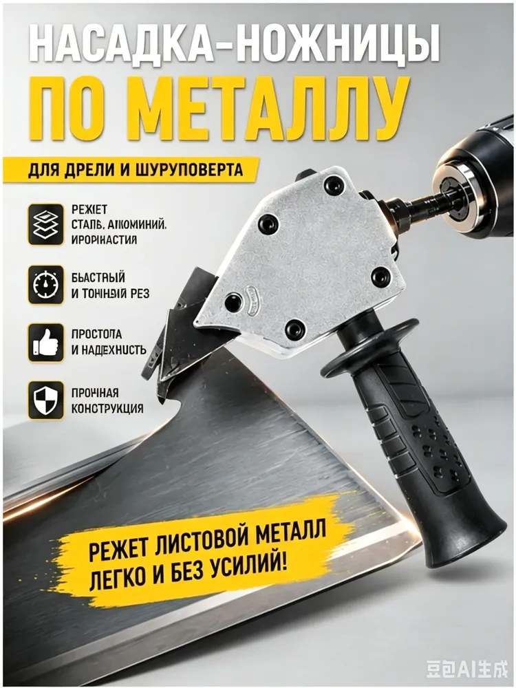 Насадка-ножницы по металлу для дрели/шуруповерта, резка стали, алюминия, профнастила и металлочерепицы 4