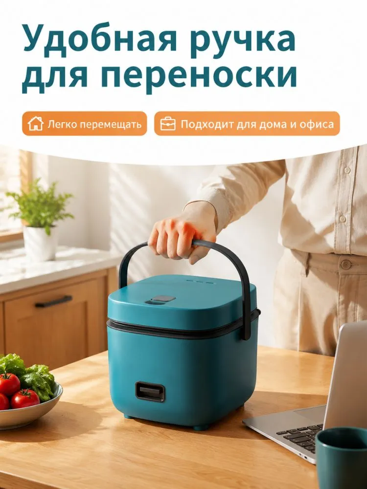 Рисоварка Мини‑рисоварка MF‑828A 1,2 л, электрическая рисоварка на 1‑2 человека, антипригарная чаша, компактная для дома дачи и путешествий, 200 Вт 220 В, 1,2 л, 200 Вт, фото 5