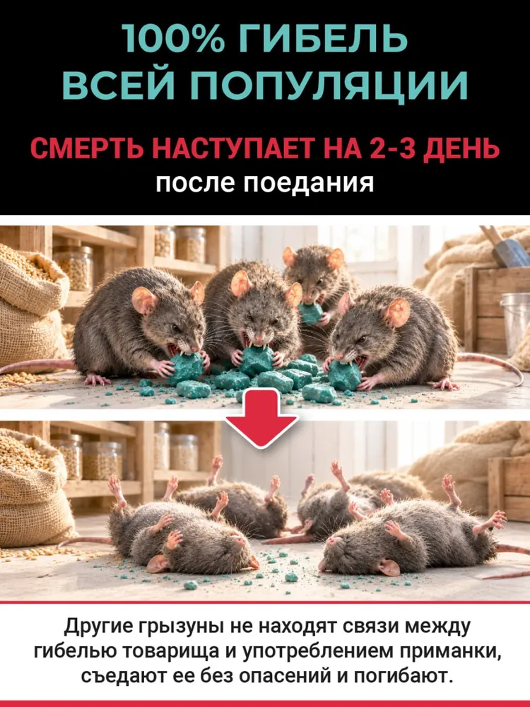 Отрава от мышей и крыс сильная Super-CAT, 100 г, 100 г, фото 5