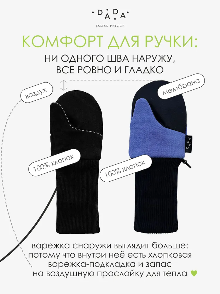 Dada•Moccs Варежки черный, 1 пара, черный, фото 6
