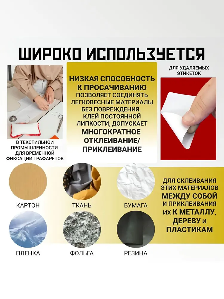 Аэрозольный клей-спрей 3М 75, многократная временная фиксация 280 г для дерева, картона, пластика, бумаги, 3 м, 280 г, фото 2