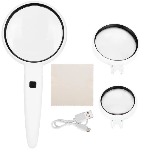 LED лупа с подсветкой, USB зарядка, ручная, для чтения, пожилых людей