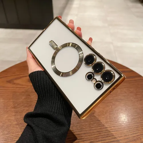 Чехол на Самсунг S25 Ultra с MagSafe силиконовый, прозрачный, с поддержкой беспроводной магнитной за