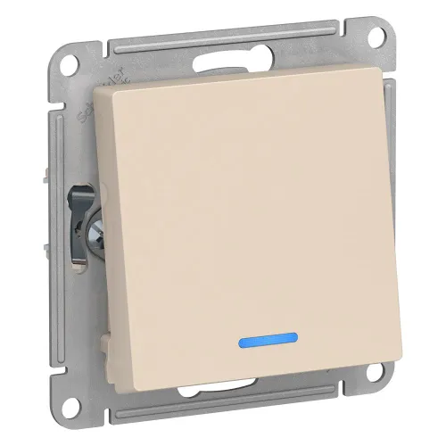 Переключатель 1-клавишный Systeme Electric AtlasDesign с подсветкой, сх.6а, 10АХ, механизм, Бежевый