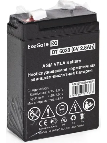ExeGate EX282946RUS Батарея DT 6028 (6V 2.8Ah), клеммы F1
