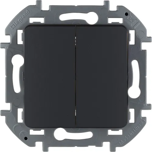 Выключатель 2-клавишный Legrand/Daccord Inspiria, 10 AX - 250В, механизм, Антрацит / 673623