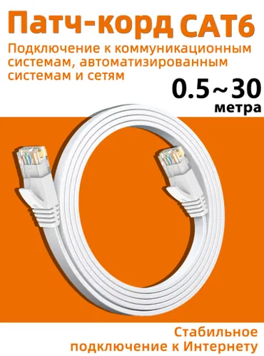 Кабель для интернет-соединения RJ-45/RJ-45, 0.2 м, белый