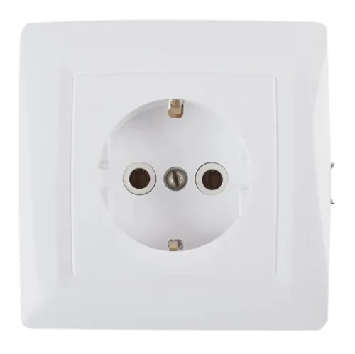Розетка встраиваемая с заземлением, цвет белый