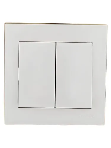 Lezard RAIN Выключатель двойной белый с бок. вст. Золото