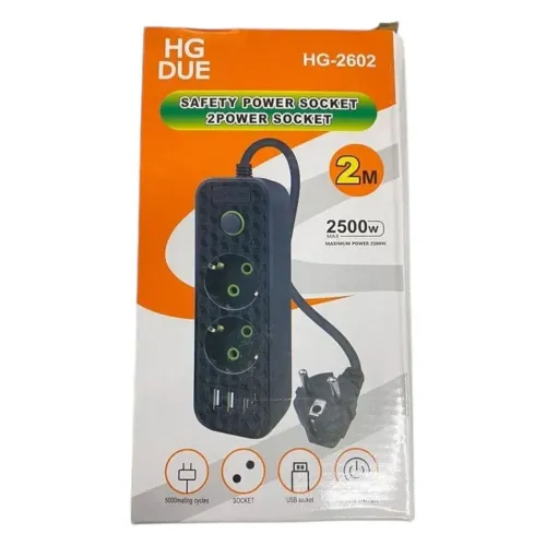 Сетевой фильтр с 2 розетками 2 USB + 1 Type-C Многофункциональный удлинитель с предохранителем Прово