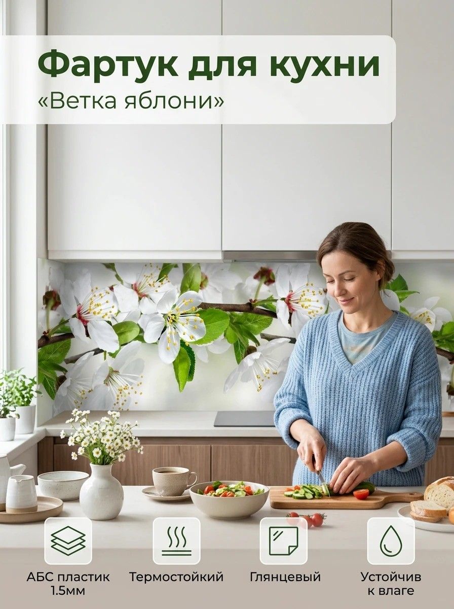 Фартукдлякухнинастену"Веткаяблони"4000х600мм.ФартуккухонныйнастенуизАБСпластика.