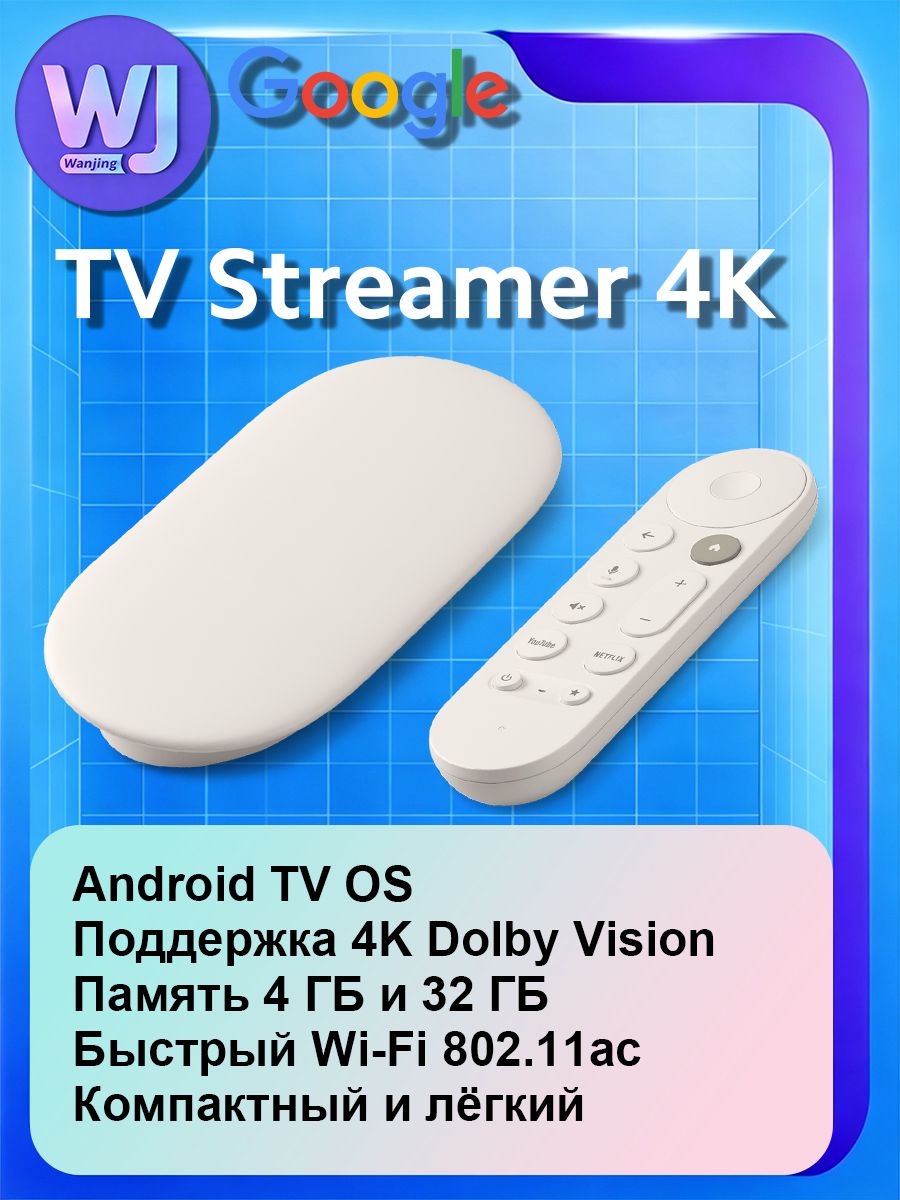 601043 未開封　Google TV Streamer(4K) Медиаплеер Google TV Streamer 4K Porcelain, 32 ГБ, 4 ГБ RAM, Wi-Fi