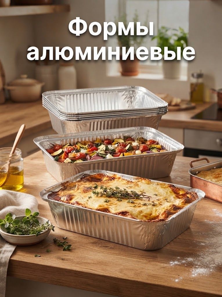 Формы алюминиевые для запекания, объем 1,9 л, набор 10 шт, размер 26,5х19х5 см