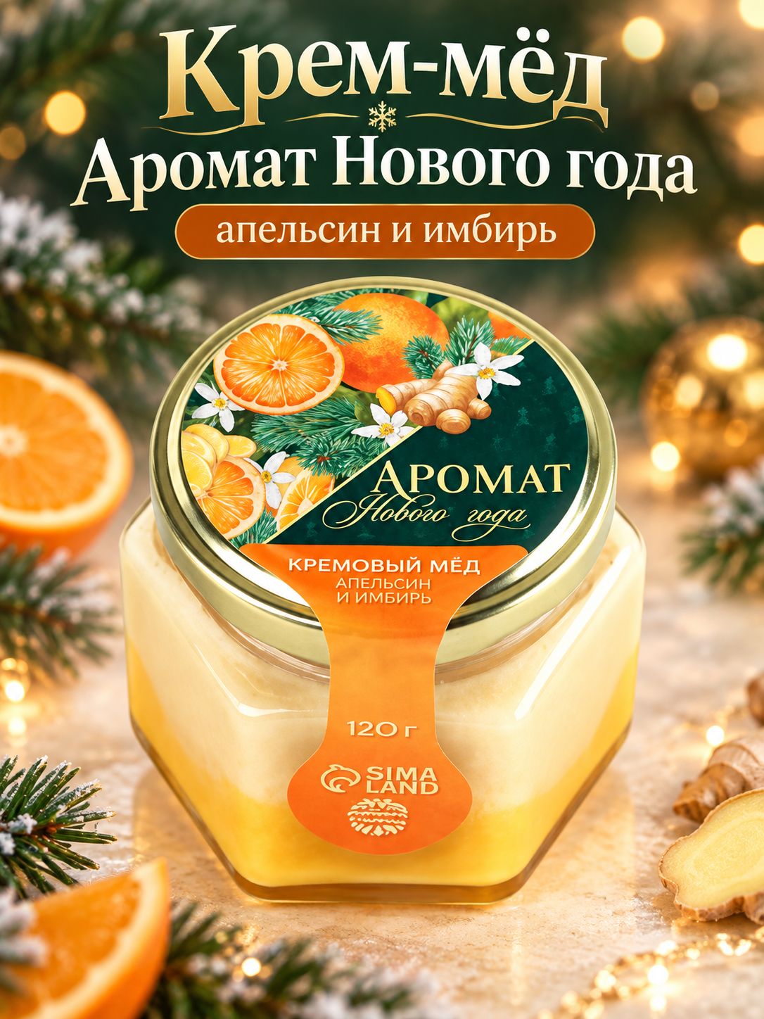 Крем-мёд двухслойный "Аромат нового года", вкус: апельсин и имбирь, 120 г. / Символ года/ Год тигра/ 2022/ новогодний подарок/ новый год