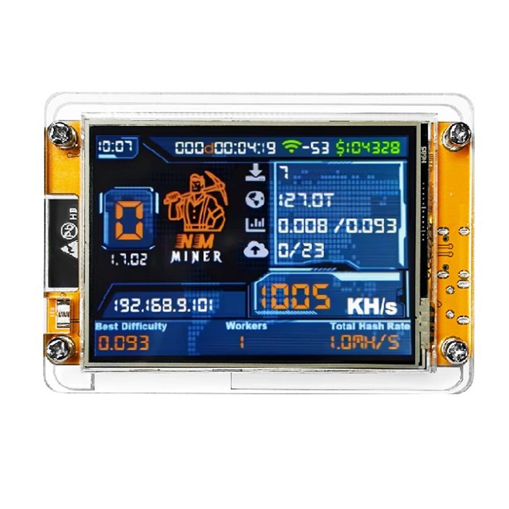 NerdMiner V2 Bitcoin Solo Miner – 1020 KH/s, ESP32 Met 2.8″ TFT-display, Stille Desktop Miner – Crypto Lottery 4 miniatura