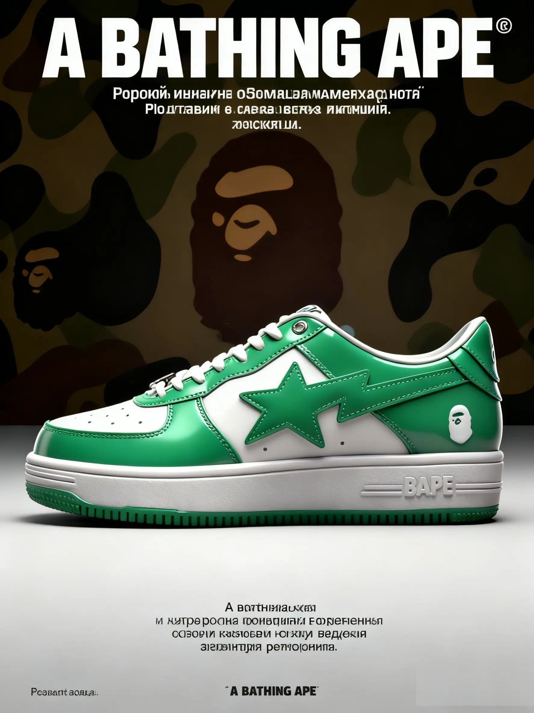 Толстая подошва Мужской, Женский A BATHING APE Синтетическая дышащая ...