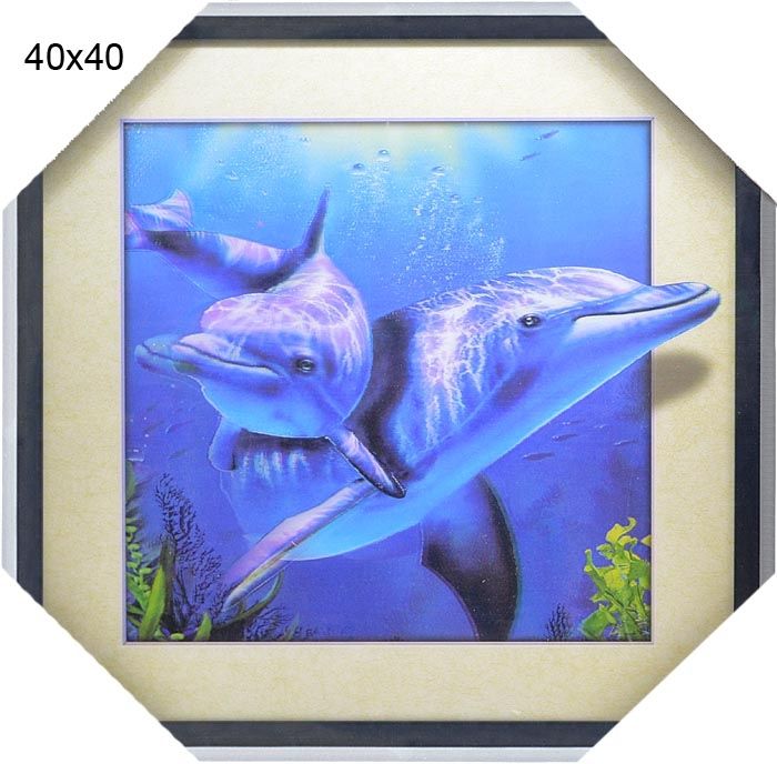 Картина 5D 40 х 40 см, с эффектом 5D Дельфины Картина 5D 40 х 40 см, с эффектом 5D Дельфины