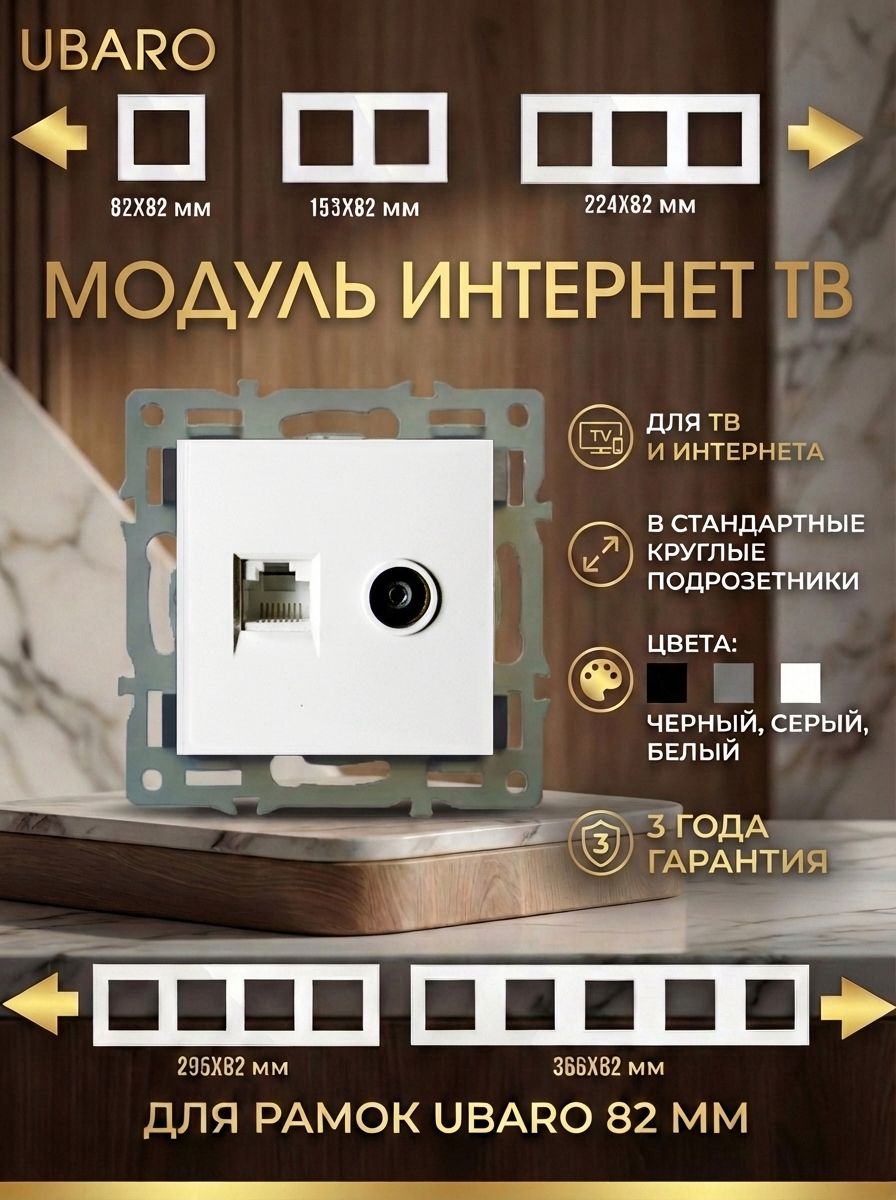 Модульинтернет-тврозеткавстраиваемаядлярамки82х82