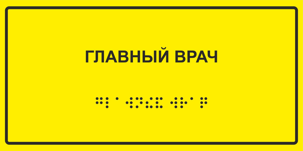 Табличка с шрифтом Брайля "Главный врач", 30х15 см. #1