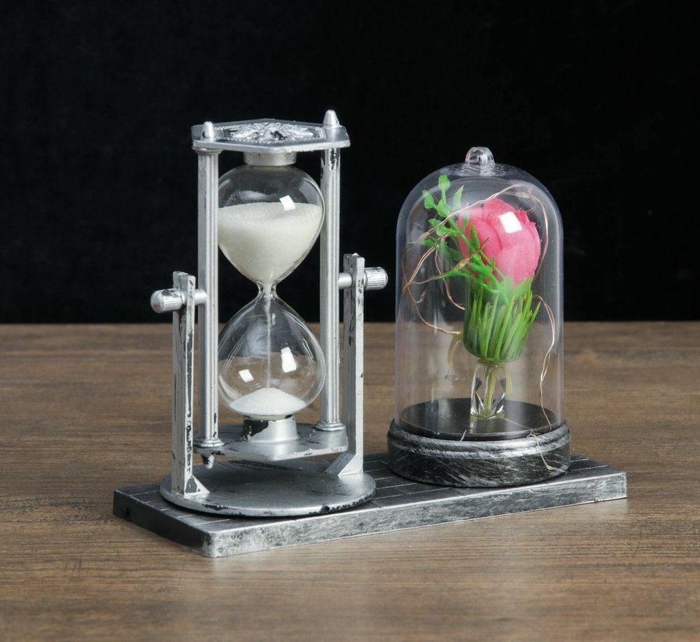 Песочные часы "Роза", сувенирные, с подсветкой, 15 х 9 х 14 см, микс ...