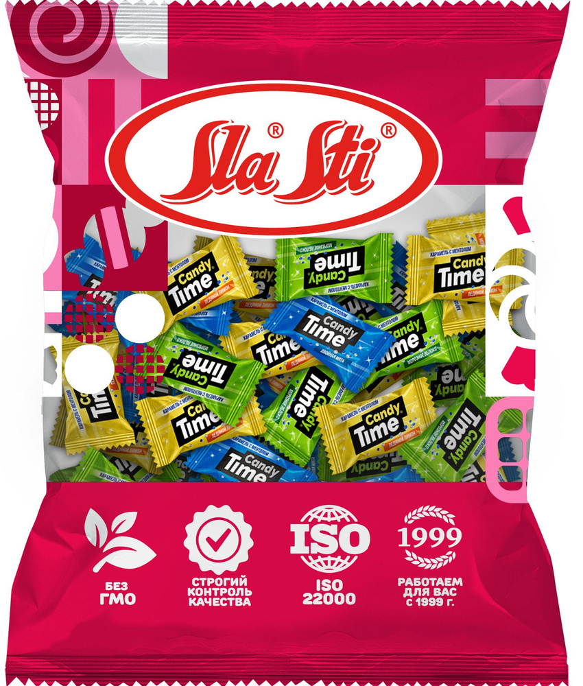 мини карамель Sla Sti "candy time" леденцы с гранулами ментола, 200г. 1п.  #1