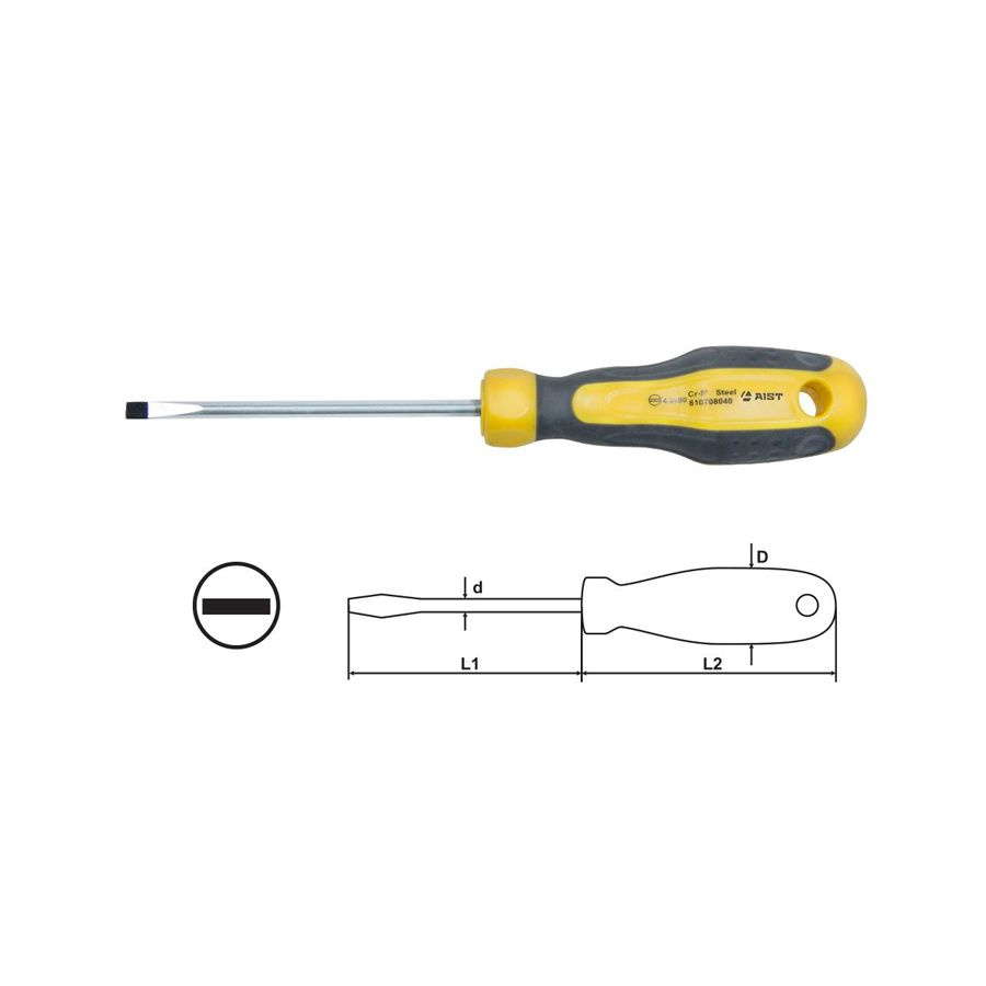 Отвертка с прямым шлицем SL4 80мм AIST 810708040 плоская шлицевая SLOTTED 4 мм  #1