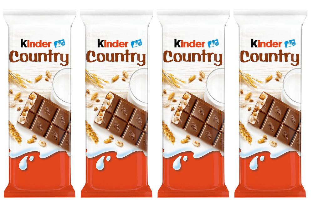 Шоколадный Батончик Kinder Country Молочный Со Злаками, 4 шт по 23,5 г  #1