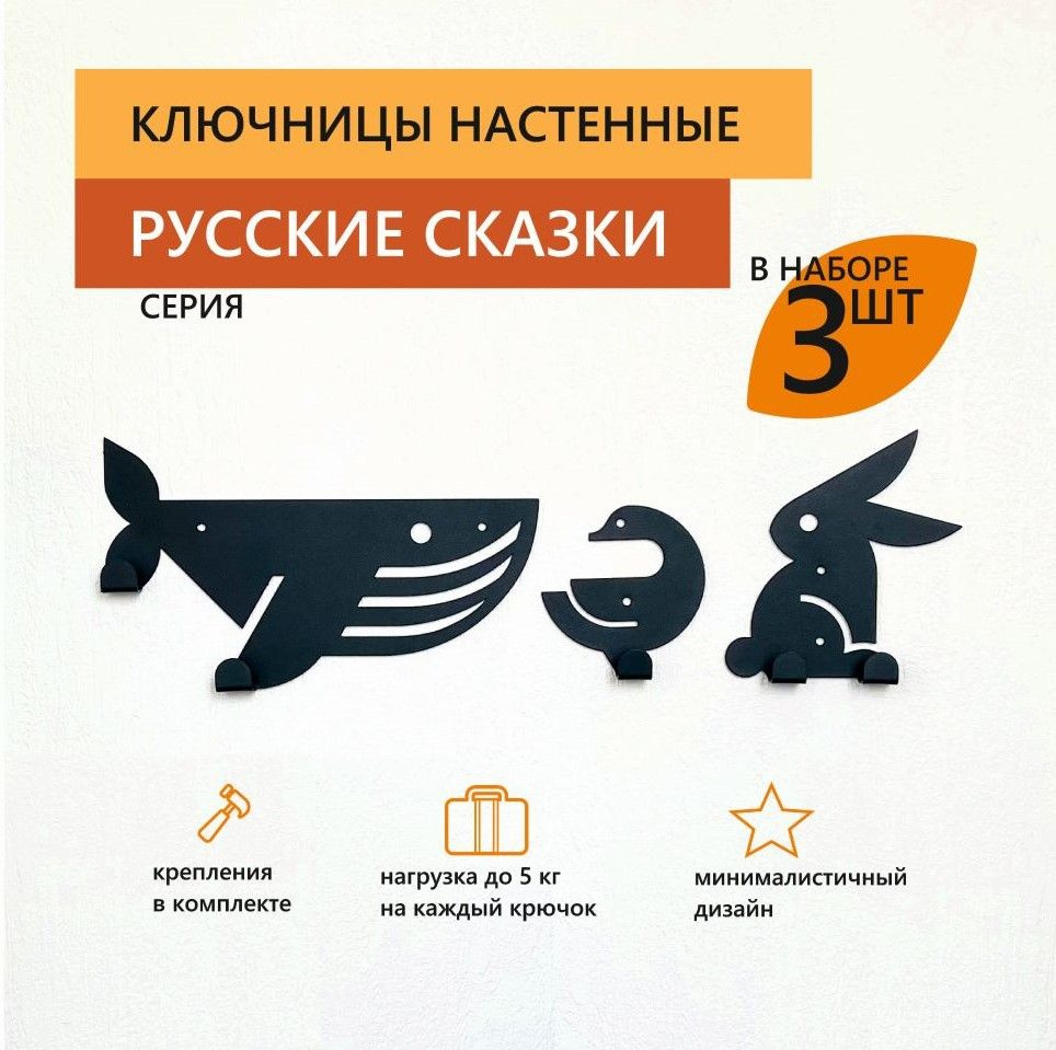 Ключницы настенные декоративные Русские сказки 3 шт #1