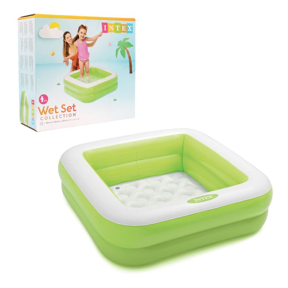 Бассейн надувной Малыш зеленый (85х85х23 см) 1-3 лет Intex 57100 ...