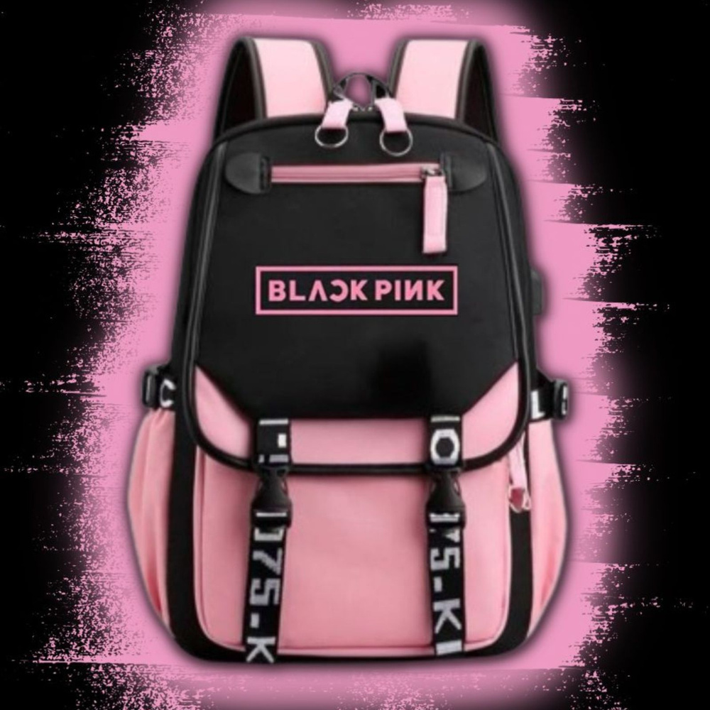 Рюкзак школьный blackpink для школы с надписью black pink #1